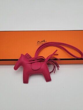 HERMES Authentuc Pink Rodeo Horse Leather Charm